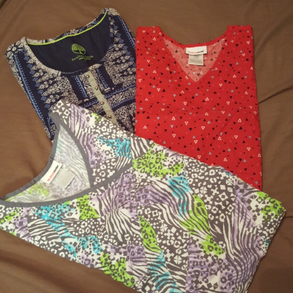 3 Large Scrub Tops